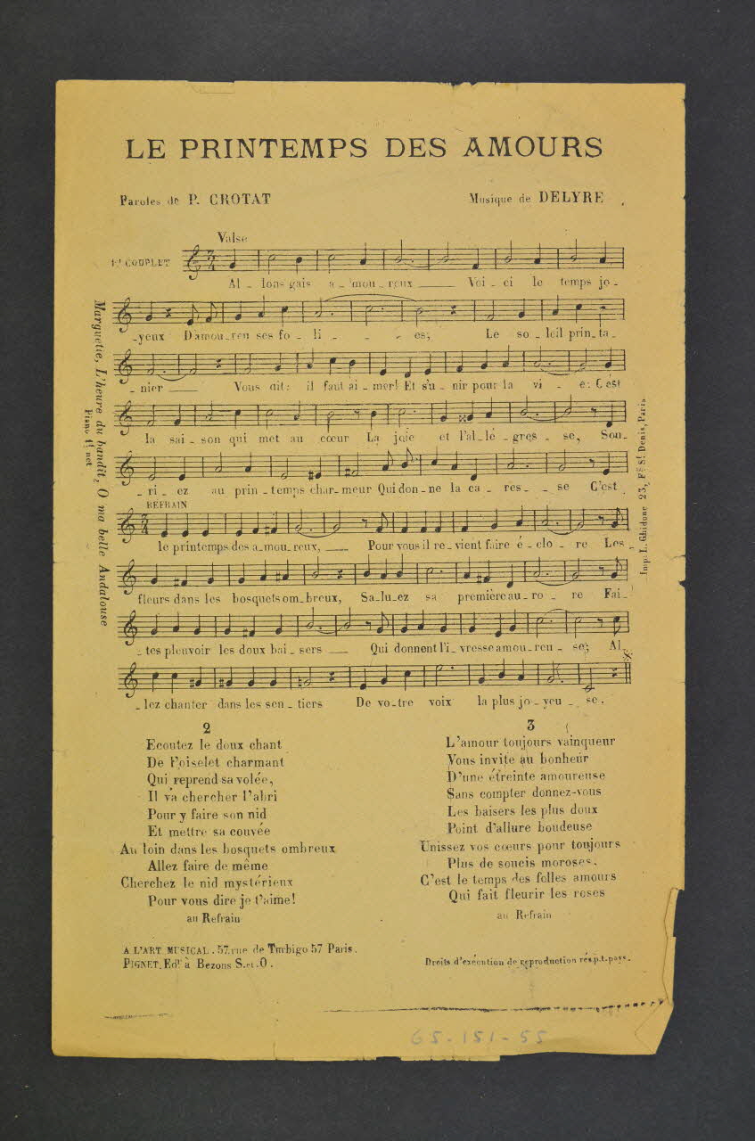 chanson petit format 1965.151.55 Photo Mucem
