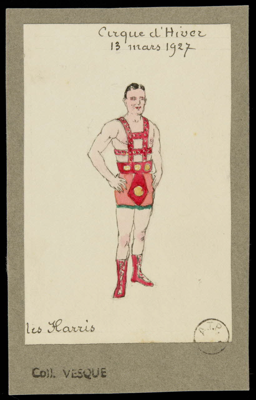 partie d'un ensemble de dessins Cirque d'Hiver  13 mars 1927  les Harris 1968.102.1874.2  Photo Mucem