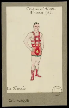 partie d'un ensemble de dessins Cirque d'Hiver  13 mars 1927  les Harris 1968.102.1874.2  Photo Mucem