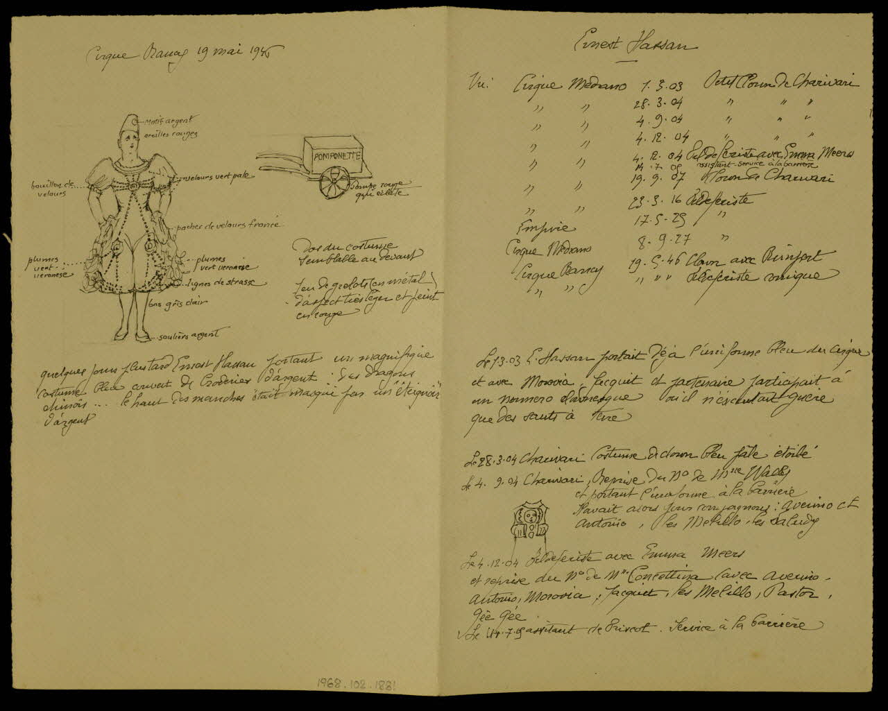 partie d'un ensemble de dessins Ernest Hassan 1968.102.1881 Photo Mucem