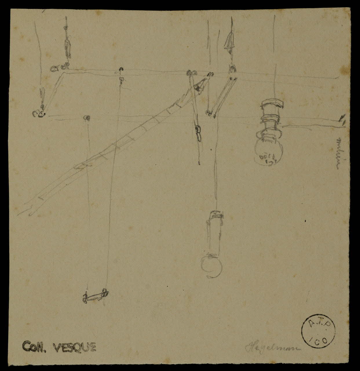 partie d'un ensemble de dessins Trapèze et échelle 1968.102.1887.3 Photo Mucem