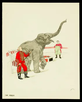 partie d'un ensemble de dessins Numéro de cirque avec un éléphant 1968.102.1913.10  Photo Mucem