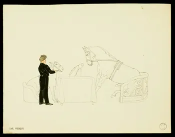 partie d'un ensemble de dessins Numéro de cirque avec des chevaux à table 1968.102.1913.11  Photo Mucem