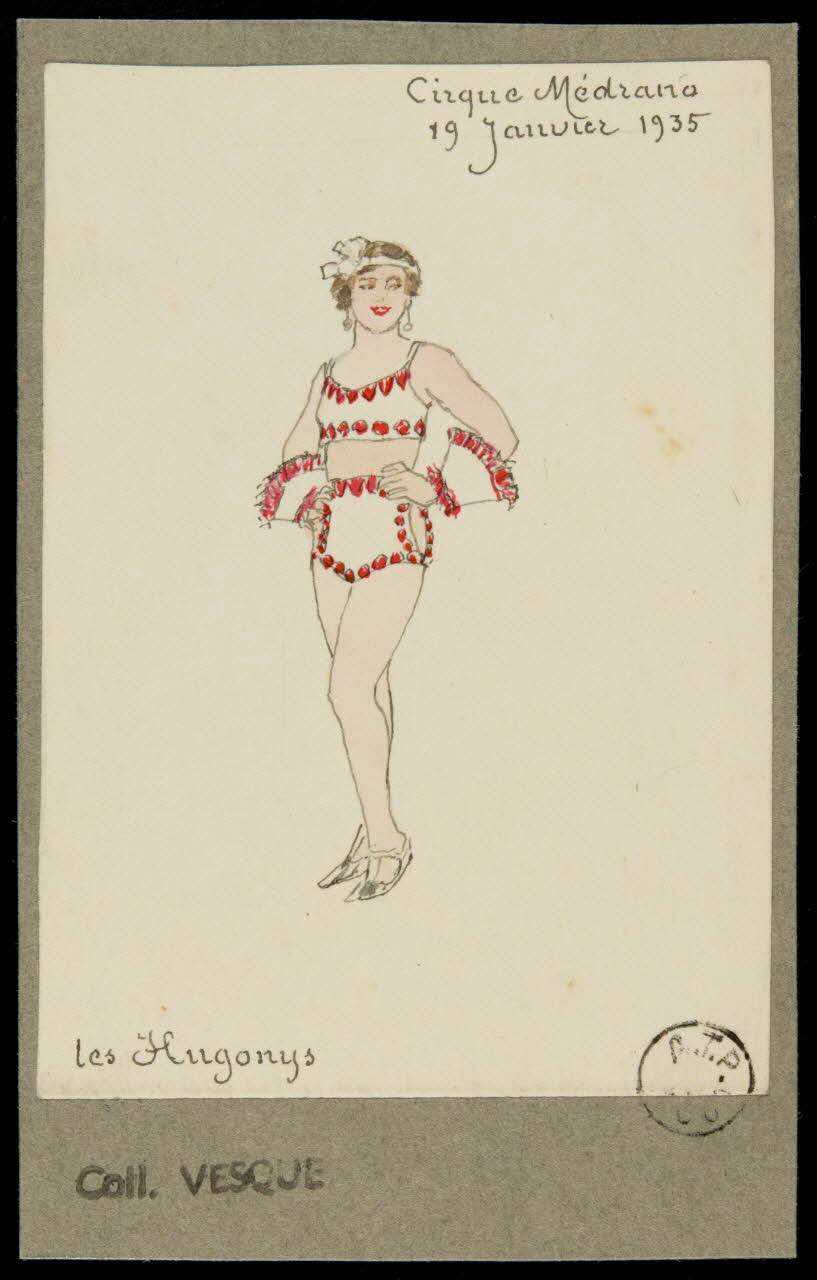partie d'un ensemble de dessins Cirque Médrano  19 Janvier 1935  Les Hugonys 1968.102.1924 Photo Mucem
