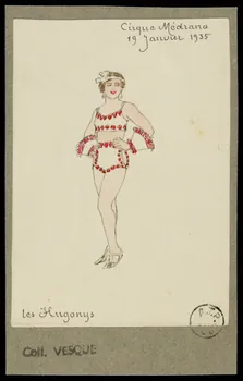 partie d'un ensemble de dessins Cirque Médrano  19 Janvier 1935  Les Hugonys 1968.102.1924  Photo Mucem