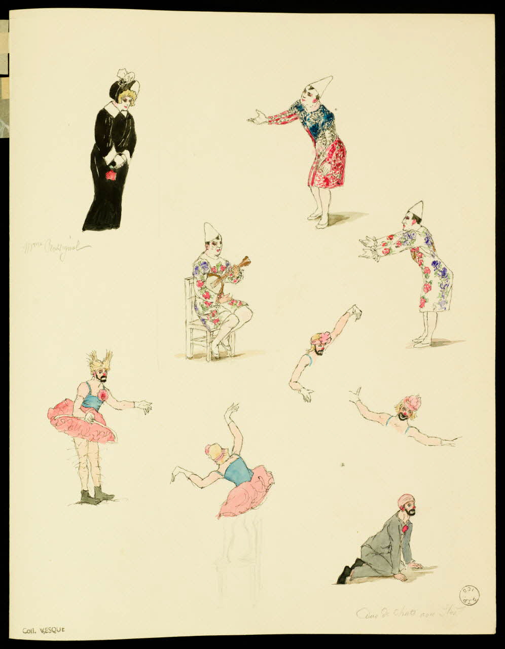 partie d'un ensemble de dessins Mme Rossignol  Duo de chats avec Ilès 1968.102.1934.1 Photo Mucem