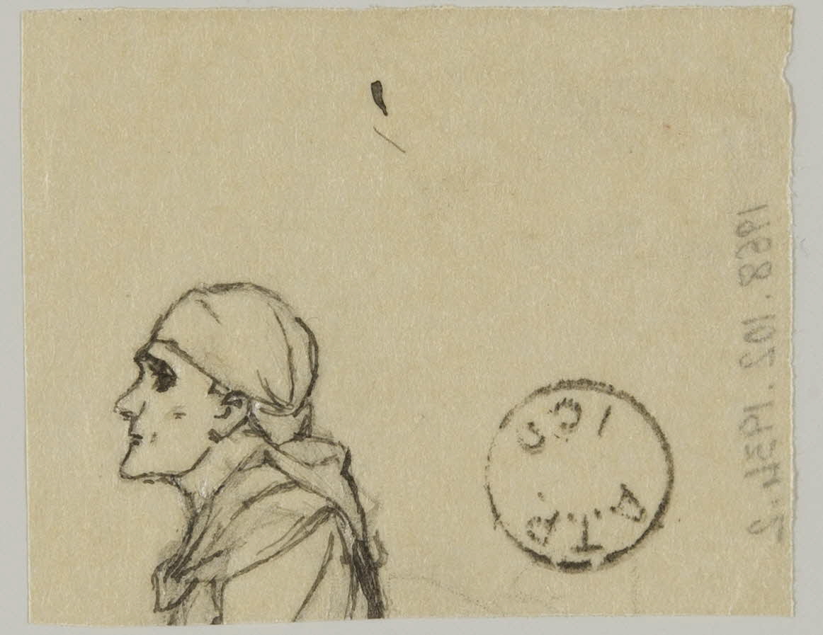 partie d'un ensemble de dessins Vieil homme de profil 1968.102.1934.2  Photo Mucem