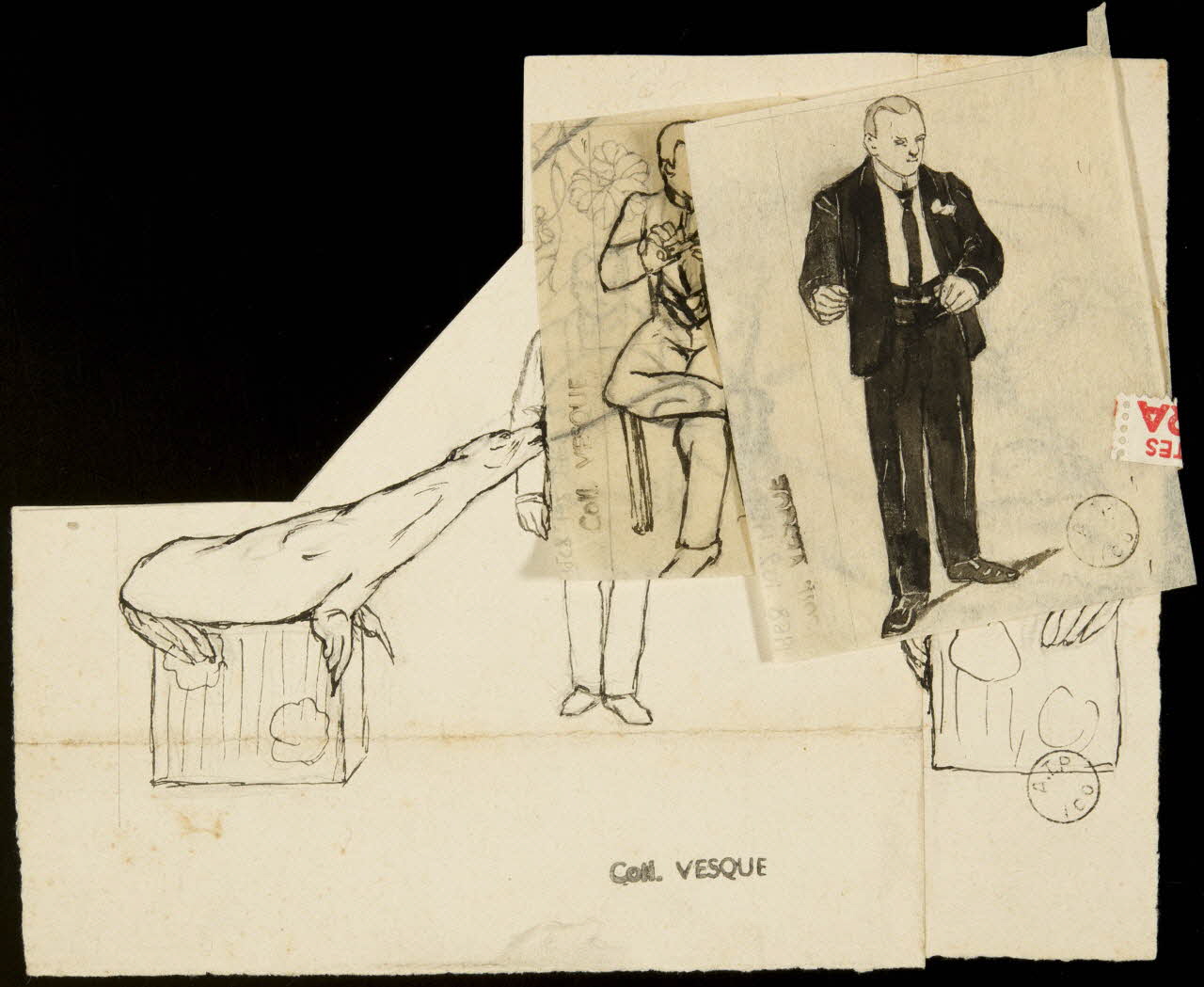 partie d'un ensemble de dessins Homme en smoking 1968.102.1959.1 Photo Mucem