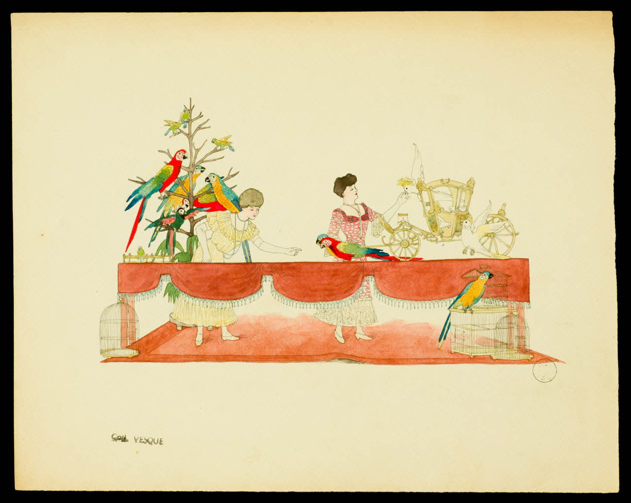 partie d'un ensemble de dessins Numéro de cirque avec des oiseaux 1968.102.1962.3 Photo Mucem