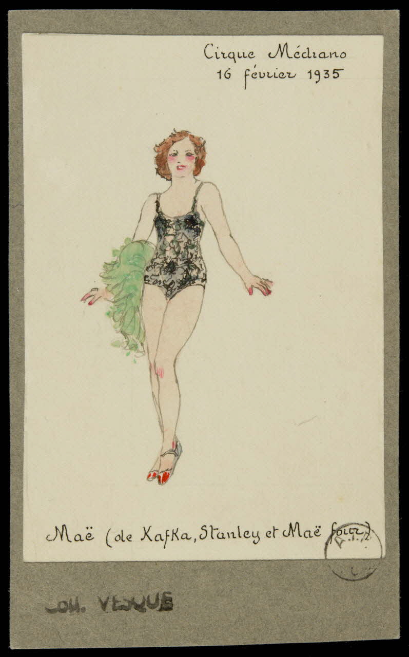 partie d'un ensemble de dessins Cirque Médrano  16 février 1935  Maë (de Kafka, Stanley et Maë four) 1968.102.1971 Photo Mucem