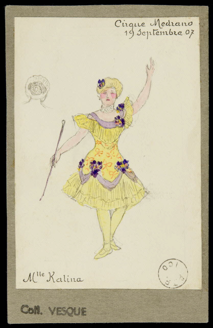 partie d'un ensemble de dessins Cirque Medrano  19 Septembre 07  Mlle Kalina 1968.102.1973.1 Photo Mucem