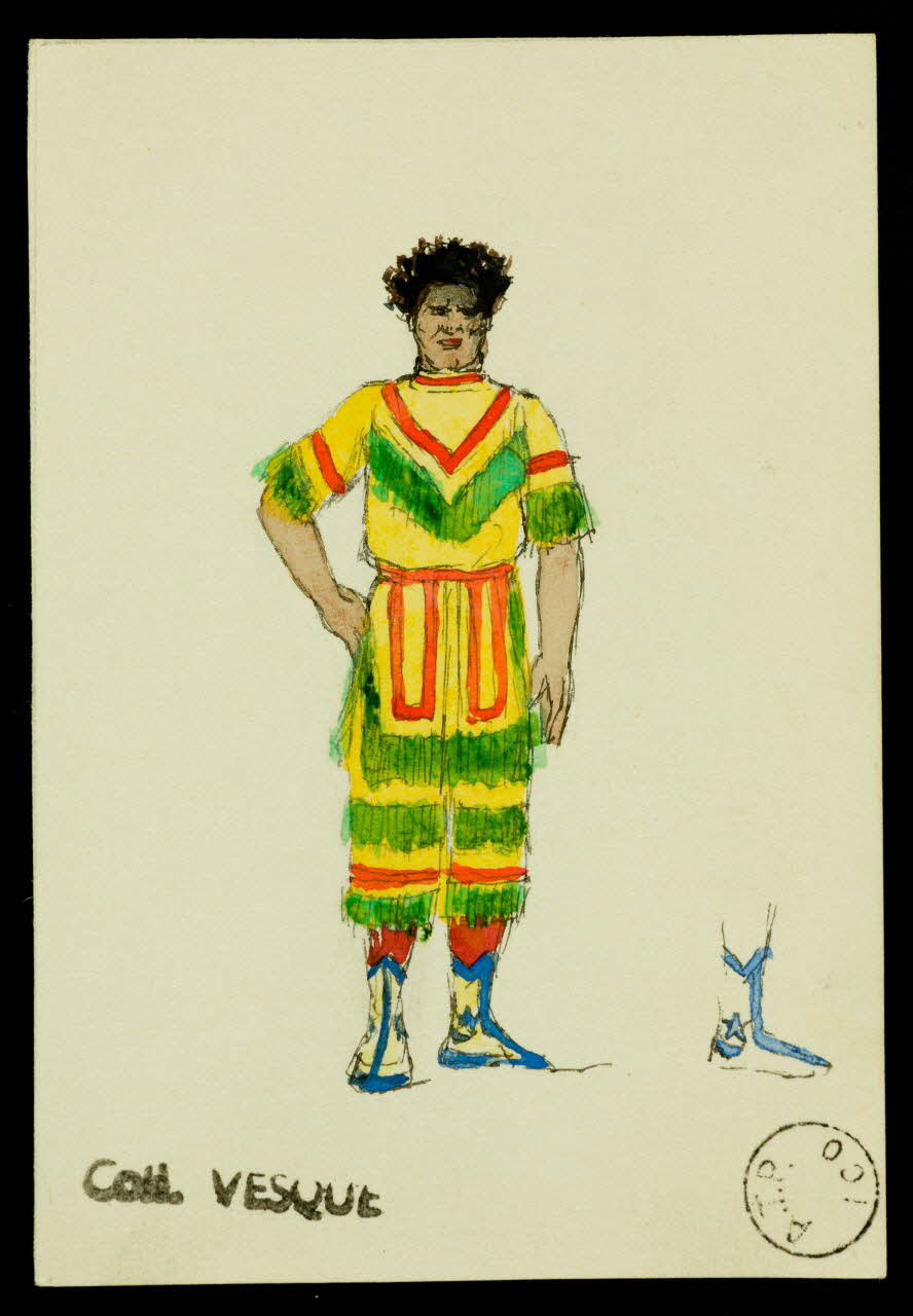 partie d'un ensemble de dessins Homme noir en costume traditionnel 1968.102.1979 Photo Mucem
