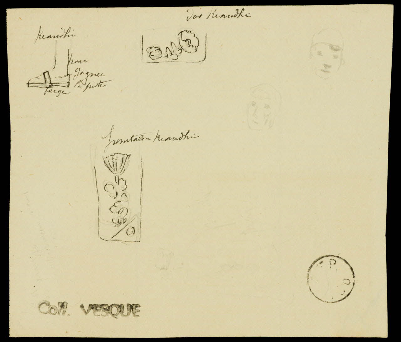 partie d'un ensemble de dessins Croquis de clown et ses accessoires 1968.102.1987.1 Photo Mucem