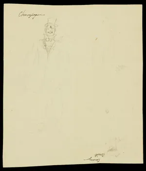 partie d'un ensemble de dessins Croquis de clown et ses accessoires 1968.102.1987.1 Photo Mucem