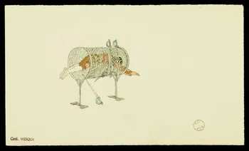 partie d'un ensemble de dessins Homme dans une cage transpercée d'épées 1968.102.1999.1 Photo Mucem