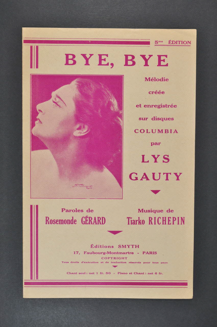 Tiarko Richepin ; Rosemonde Gérard ; Lys Gauty ; Smyth chanson petit format Île-de-France, France 1933 1965.151.67 Photo Mucem