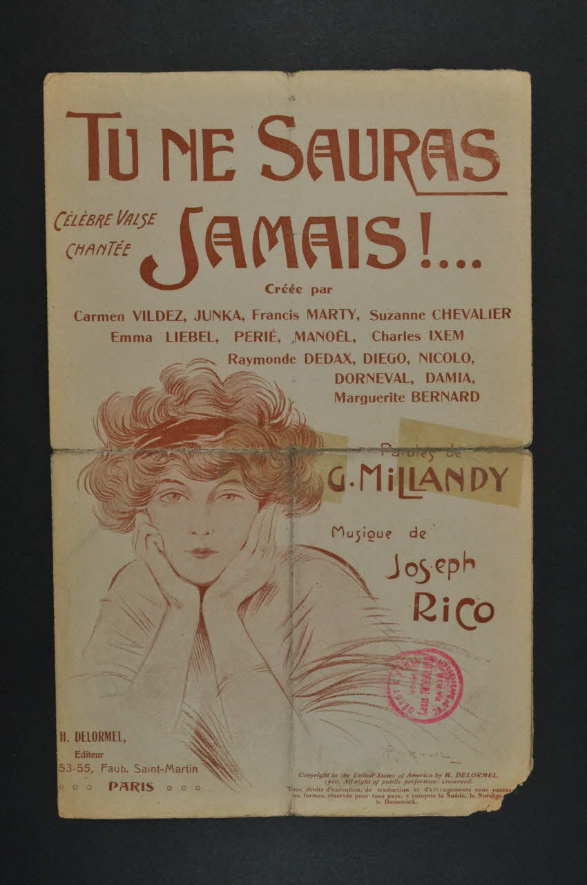 Joseph Rico ; Georges Millandy ; H. Delormel chanson petit format Île-de-France, France 1910 1966.153.4  Photo Mucem