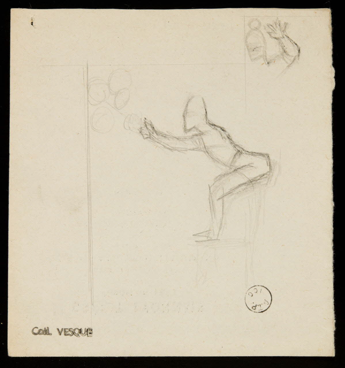 partie d'un ensemble de dessins Esquisse de personnage de cirque 1968.102.2021.5 Photo Mucem