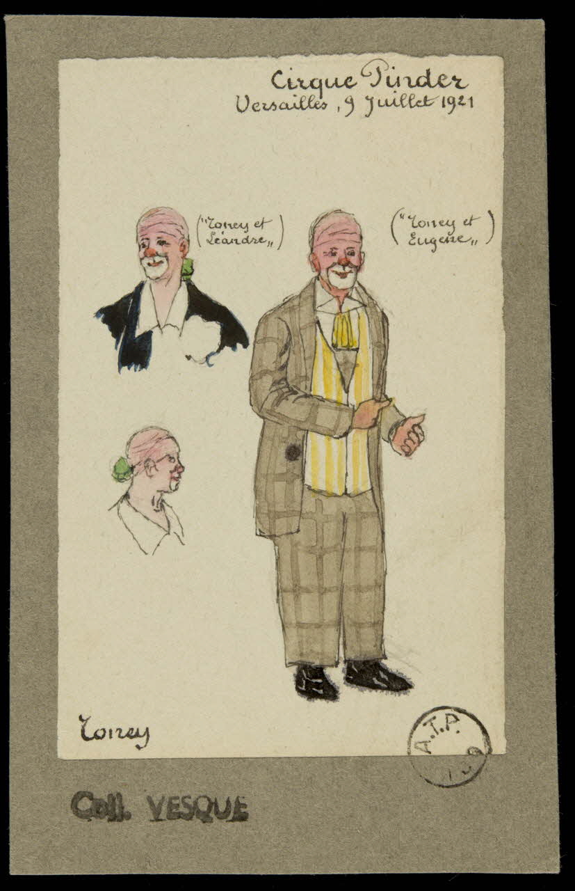 partie d'un ensemble de dessins Cirque Pinder  Versailles, 9 Juillet 1921  Toney 1968.102.2026 Photo Mucem