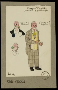 partie d'un ensemble de dessins Cirque Pinder  Versailles, 9 Juillet 1921  Toney 1968.102.2026  Photo Mucem