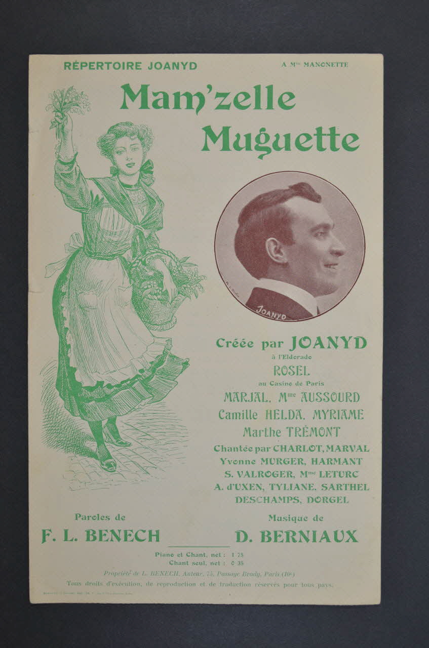 Ferdinand Louis Bénech ; Désiré Berniaux ; Joanyd chanson petit format Île-de-France, France 1908 1965.151.68 Photo Mucem