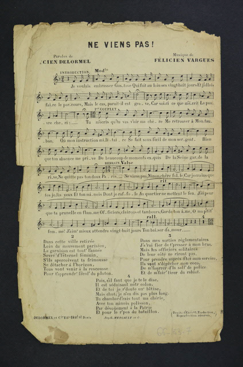 chanson petit format 1966.153.7 Photo Mucem