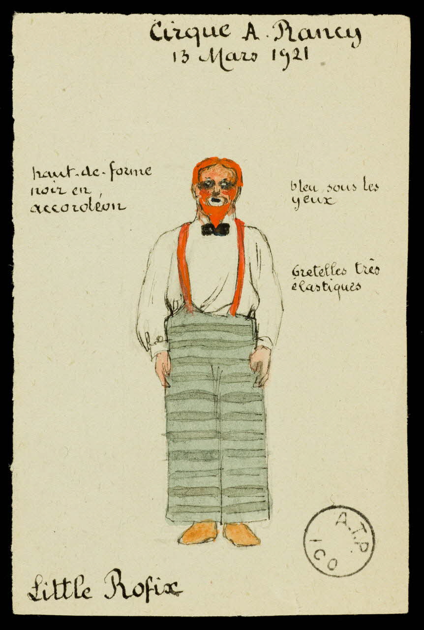 partie d'un ensemble de dessins Cirque A. Rancy  13 Mars 1921  Little Rofix 1968.102.2063.1 Photo Mucem