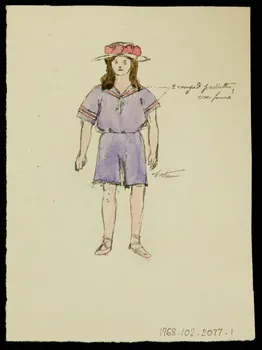 partie d'un ensemble de dessins Portrait de jeune fille en robe 1968.102.2077.1 Photo Mucem