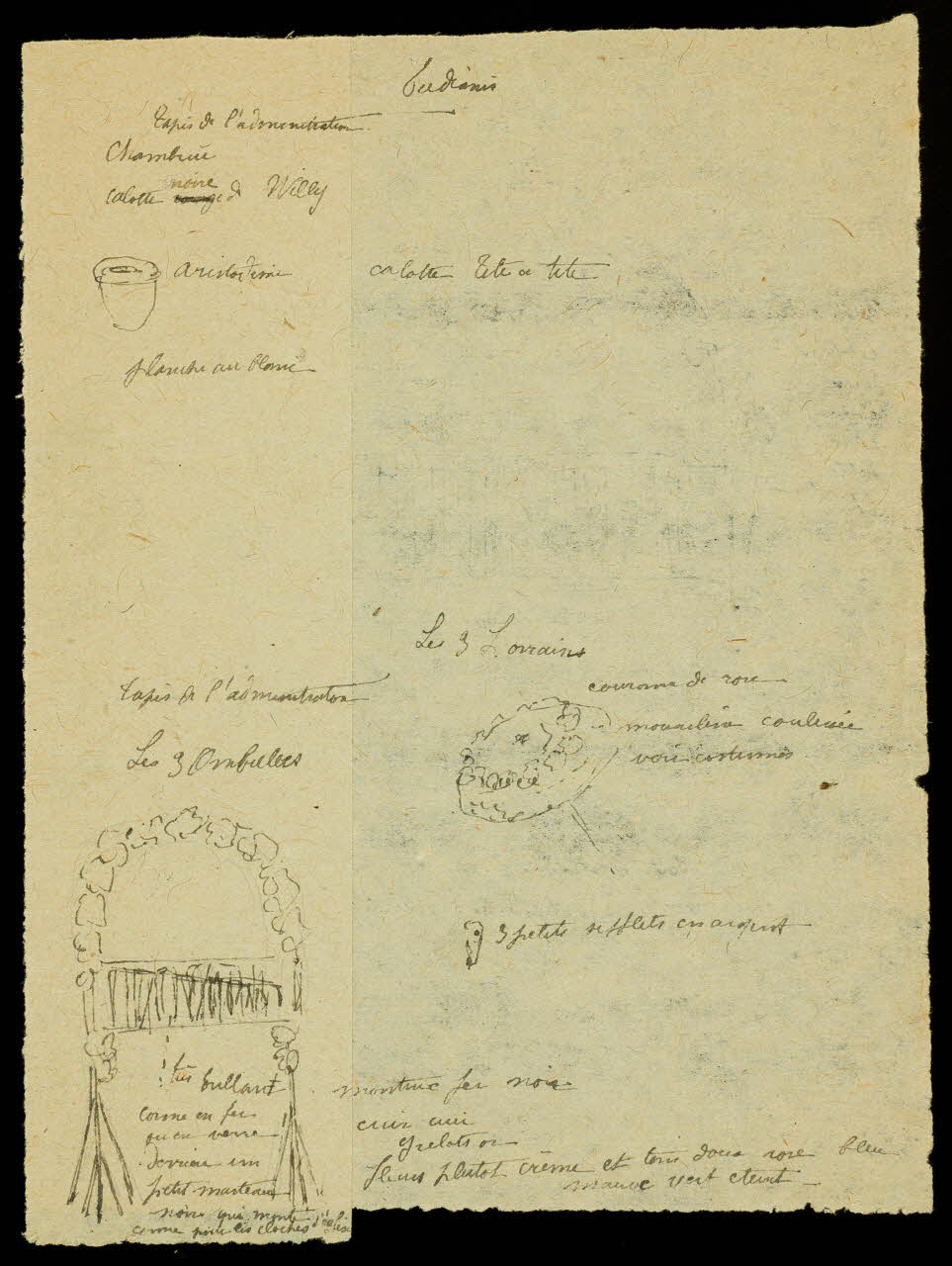 partie d'un ensemble de dessins Croquis annotés 1968.102.2077.4 Photo Mucem