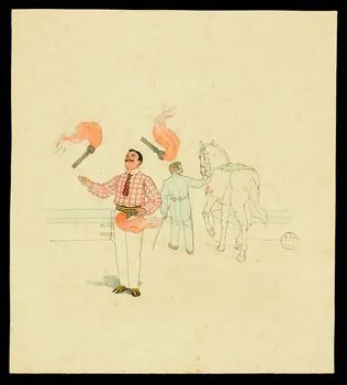 partie d'un ensemble de dessins Jonglage avec des torches enflammées 1968.102.2094 Photo Mucem