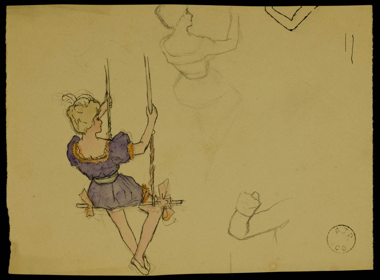 partie d'un ensemble de dessins Femme assise sur un trapèze 1968.102.2100.8 Photo Mucem