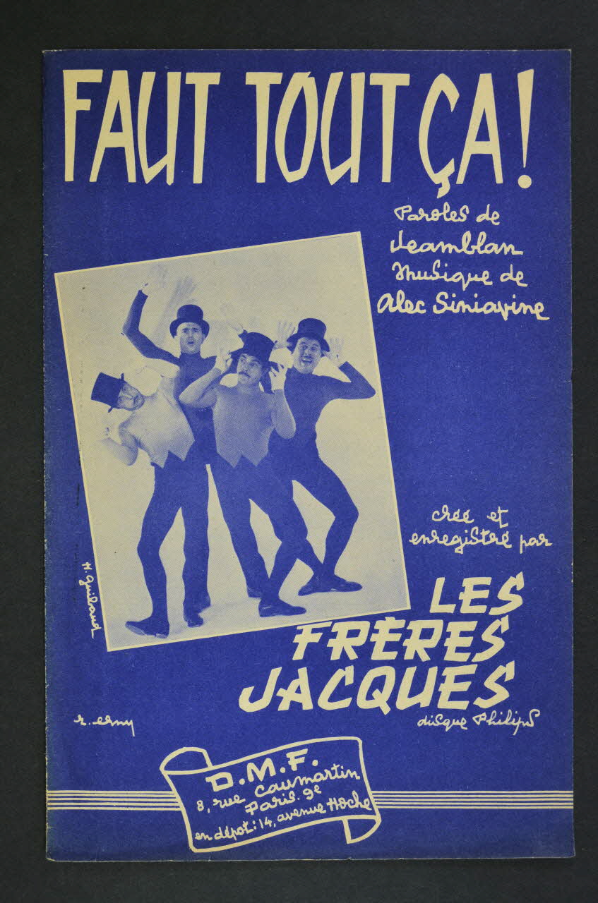 Alec Siniavine ; Jamblan ; Frères Jacques ; D.M.F chanson petit format Île-de-France, France 1955 1966.154.11 Photo Mucem