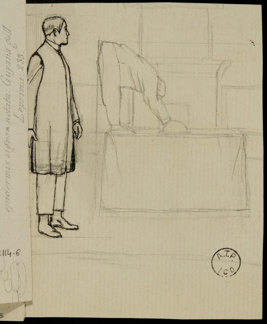partie d'un ensemble de dessins Homme regardant un homme sur une table 1968.102.2114.7 Photo Mucem