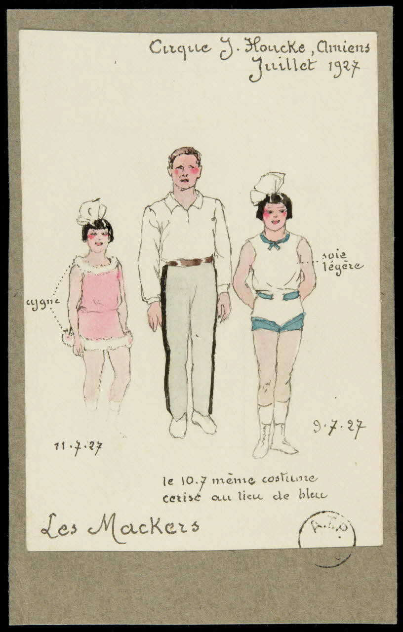 partie d'un ensemble de dessins Cirque J. Houcke, Amiens  Juillet 1927  Les Mackers 1968.102.2117 Photo Mucem