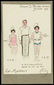 partie d'un ensemble de dessins Cirque J. Houcke, Amiens  Juillet 1927  Les Mackers 1968.102.2117 Photo Mucem