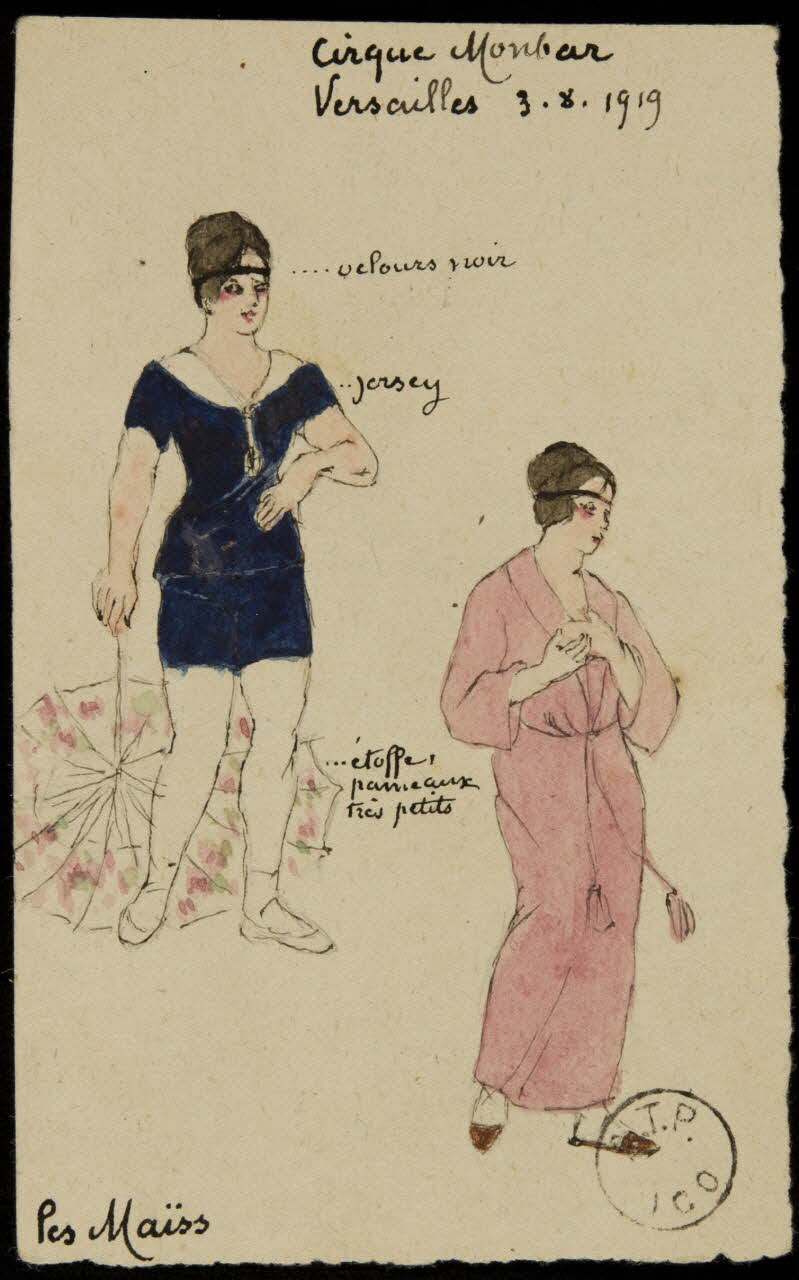 partie d'un ensemble de dessins Cirque Monbar  Versailles 3.8.1919  les Maïss 1968.102.2124.12 Photo Mucem