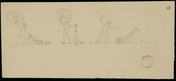 partie d'un ensemble de dessins Mlle Maïss (en culotte) et son frère 1968.102.2125.11 Photo Mucem