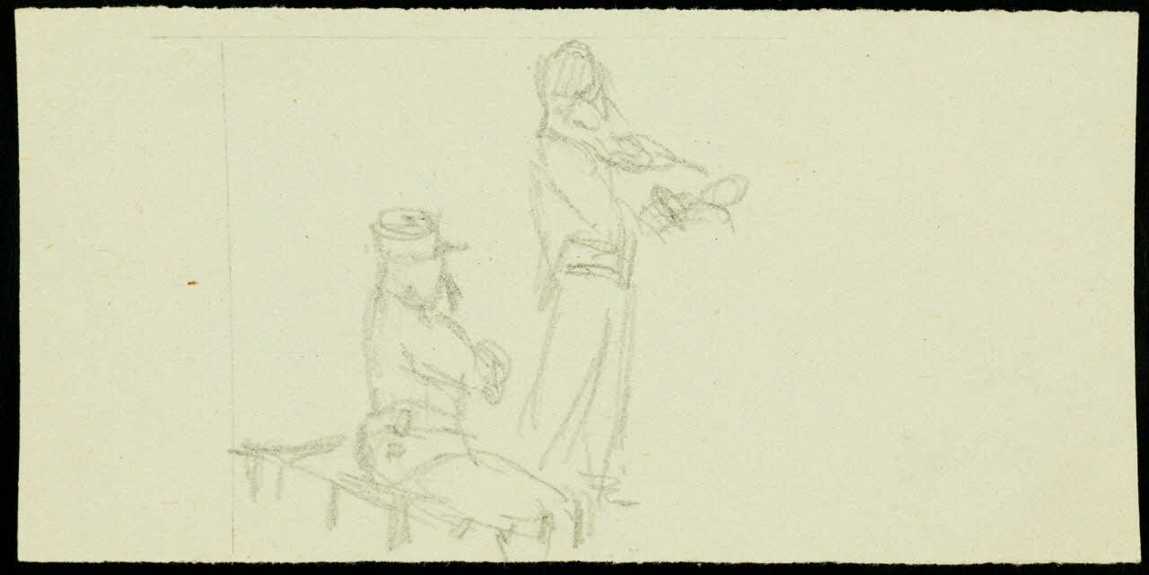 partie d'un ensemble de dessins Discussion entre deux personnages 1968.102.2134.25 Photo Mucem
