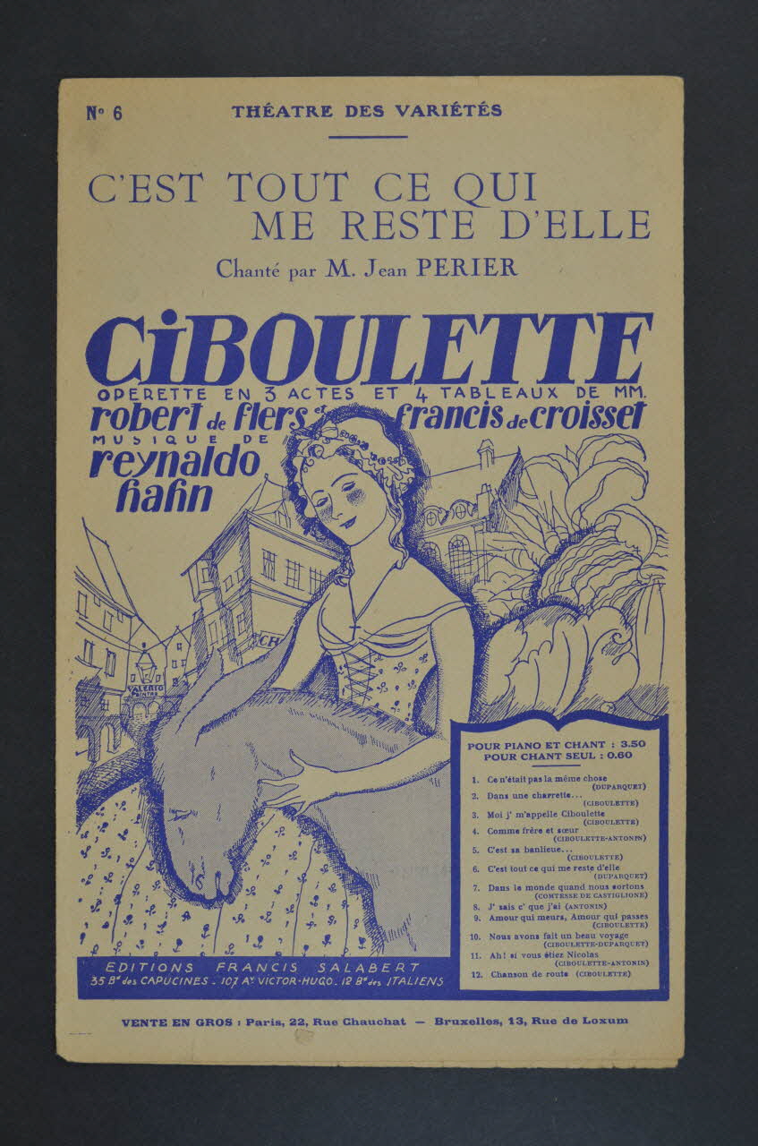 Francis De Croisset ; Robert De Flers ; Reynaldo Hahn ; Francis F. Salabert chanson petit format Bruxelles(Belgique) 1923 1965.151.79 Photo Mucem