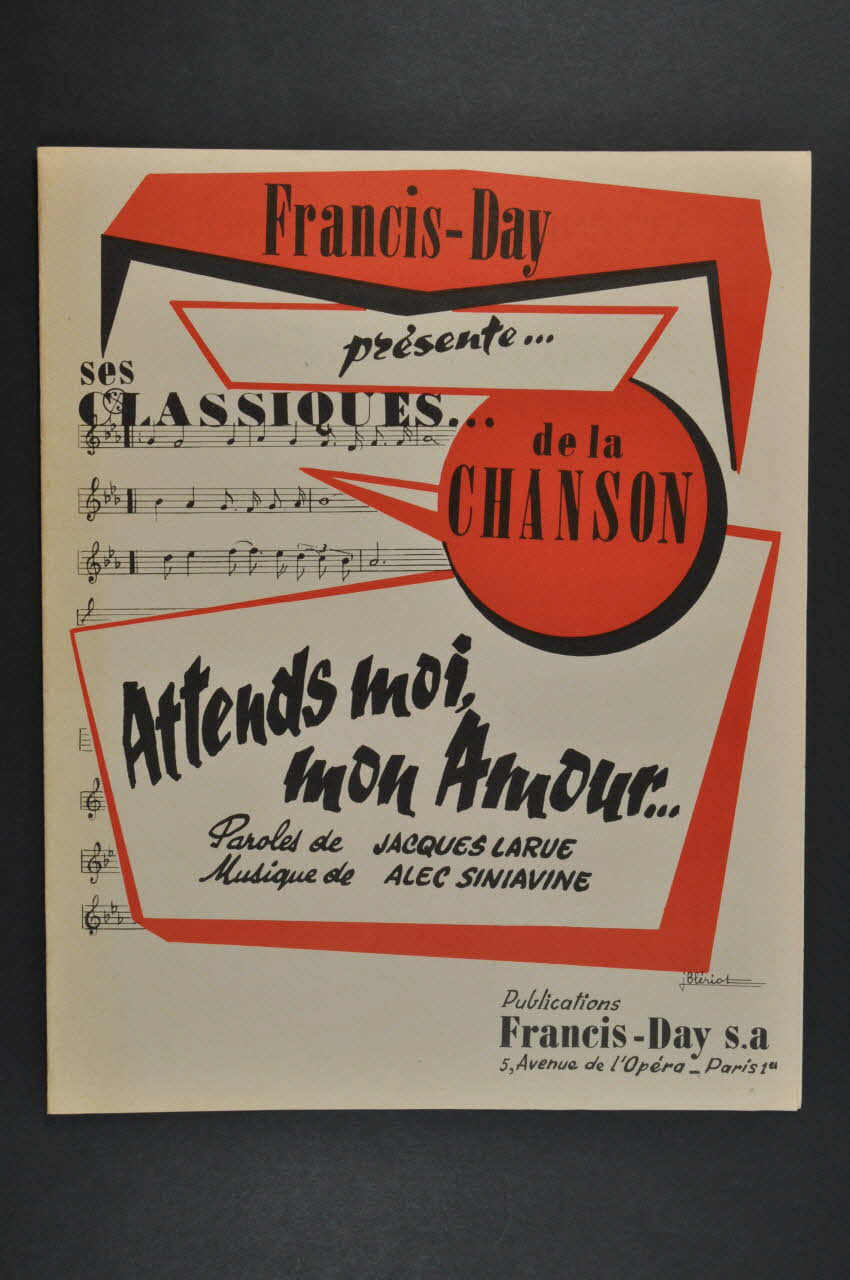 Alec Siniavine ; Jacques Larue ; Francis Day chanson petit format Île-de-France, France 1941 1966.154.2 Photo Mucem