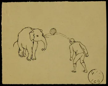 partie d'un ensemble de dessins Mann et le plus gros de ses éléphants 1968.102.2139.4  Photo Mucem