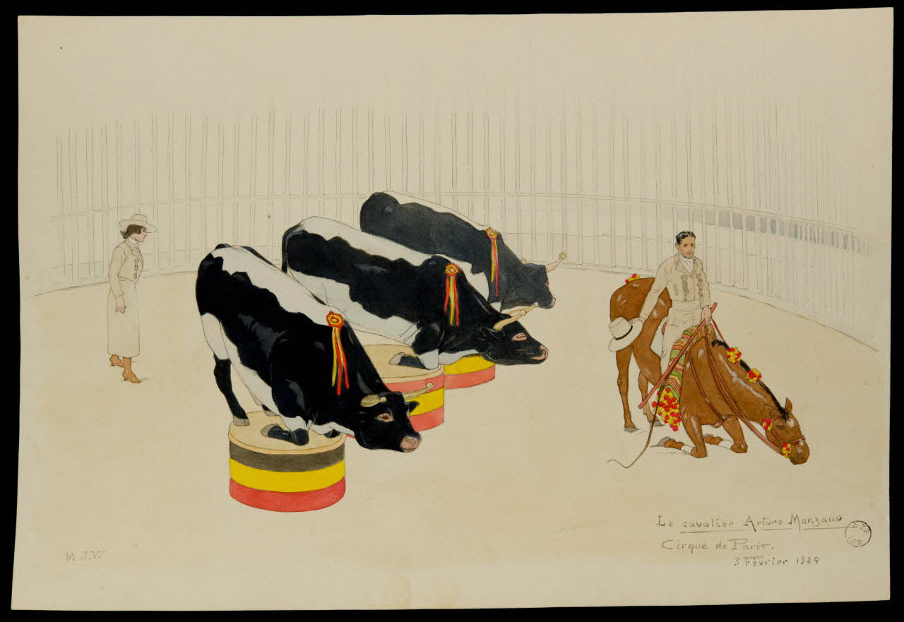 partie d'un ensemble de dessins Le cavalier Arturo Manzano 1968.102.2141.2 Photo Mucem