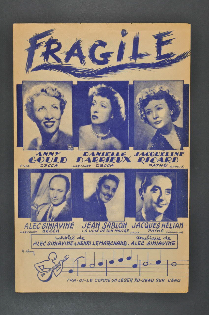 Alec Siniavine ; Henry-Lemarchand ; Le Troubadour; chanson petit format Paris 17ème 1952 1966.154.20 Photo Mucem