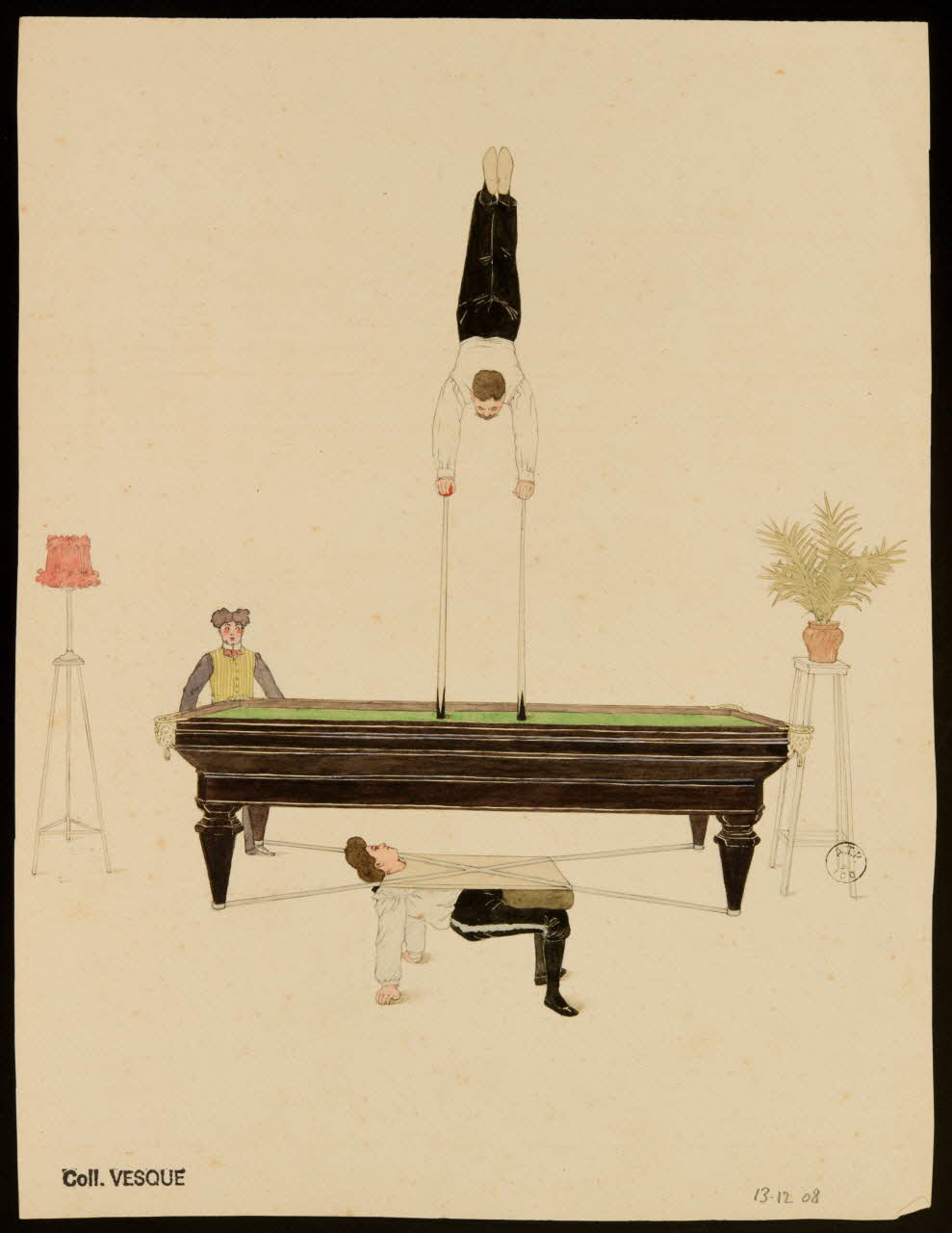 partie d'un ensemble de dessins Acrobaties sur un billard 1968.102.2170 Photo Mucem