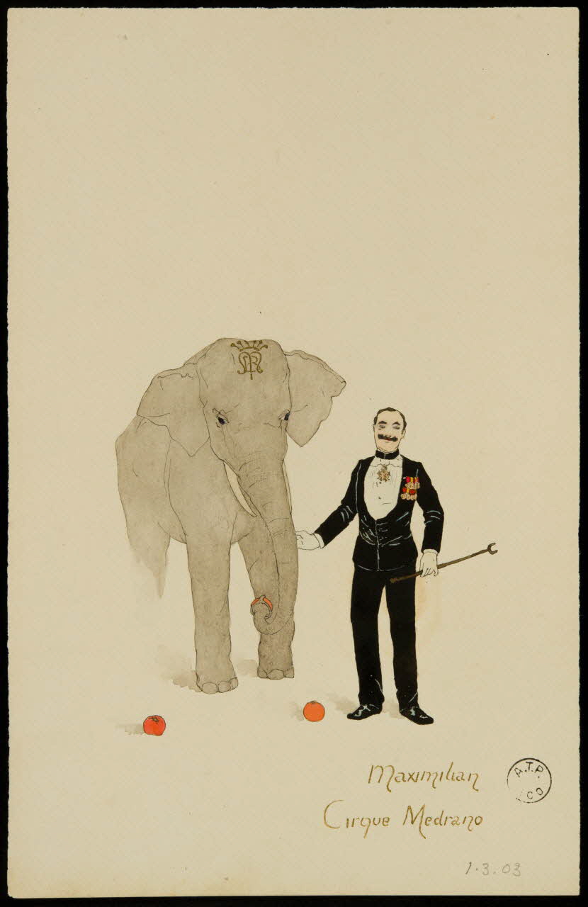 partie d'un ensemble de dessins Maximilian  Cirque Medrano 1968.102.2182 Photo Mucem