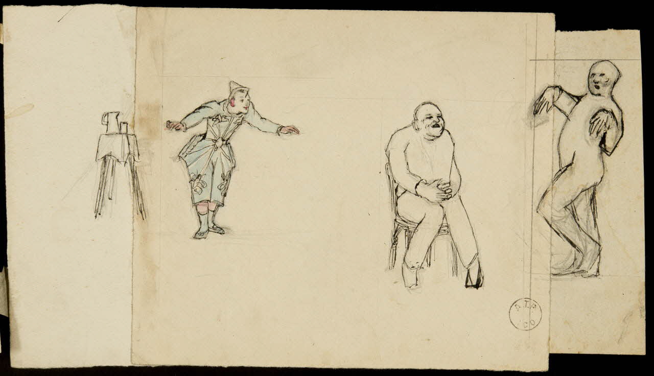 partie d'un ensemble de dessins Clown et homme assis 1968.102.2200.4 Photo Mucem