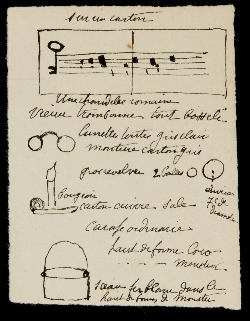 partie d'un ensemble de dessins Sur un carton  Une chandelle romaine 1968.102.2232.1 Photo Mucem