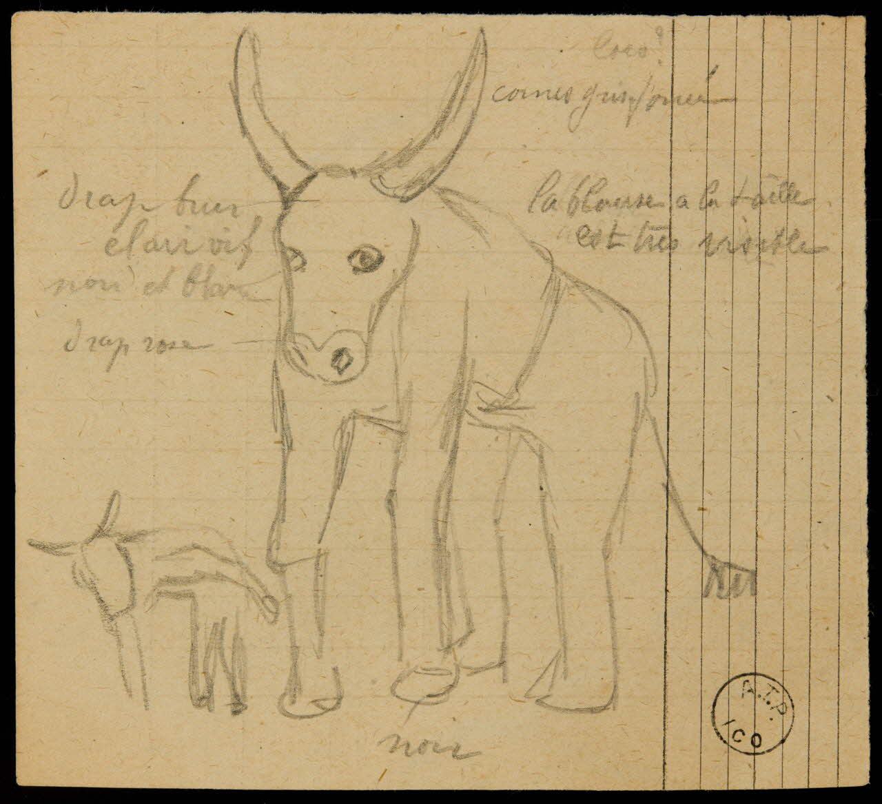 partie d'un ensemble de dessins drap noir  noir 1968.102.2232.7 Photo Mucem