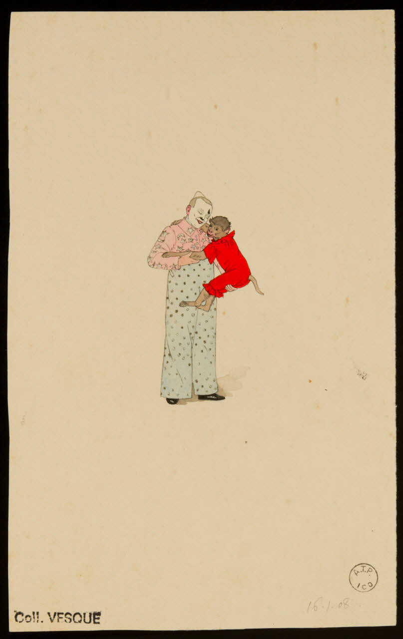 partie d'un ensemble de dessins Numéro de cirque avec singe 1968.102.2233.2 Photo Mucem