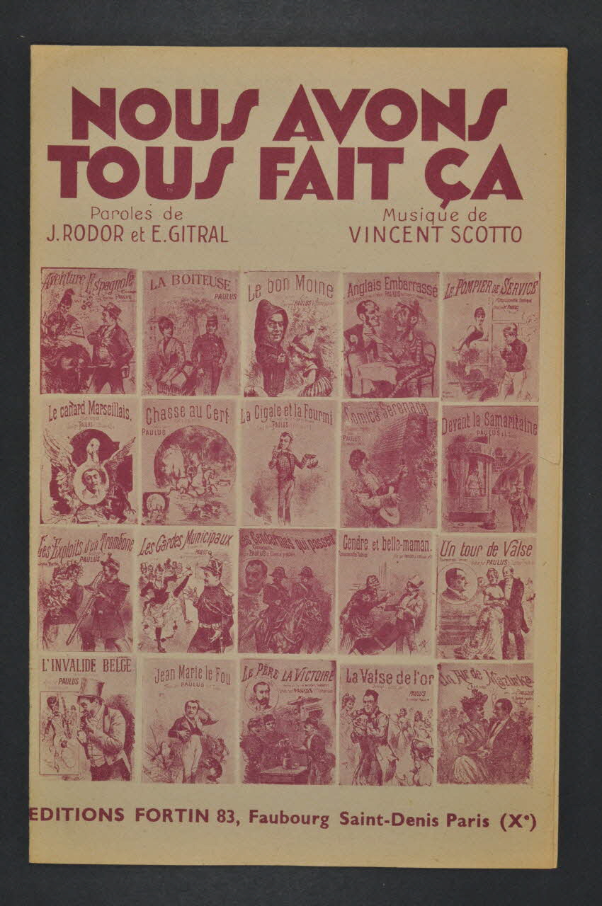 Gitral ; Jean Rodor ; Vincent Scotto ; Constant Fortin chanson petit format Île-de-France, France 1946 1966.155.1 Photo Mucem